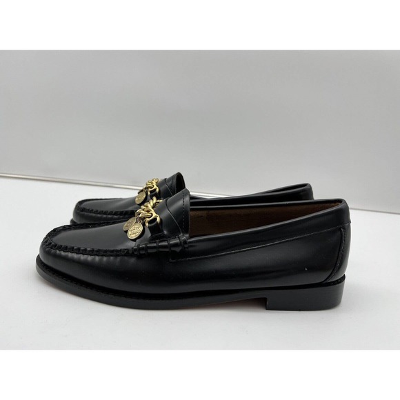 New Anthropologie Bass Charm Penny Laofers Womans Size 8 Medium Black Slip On - Picture 6 of 11